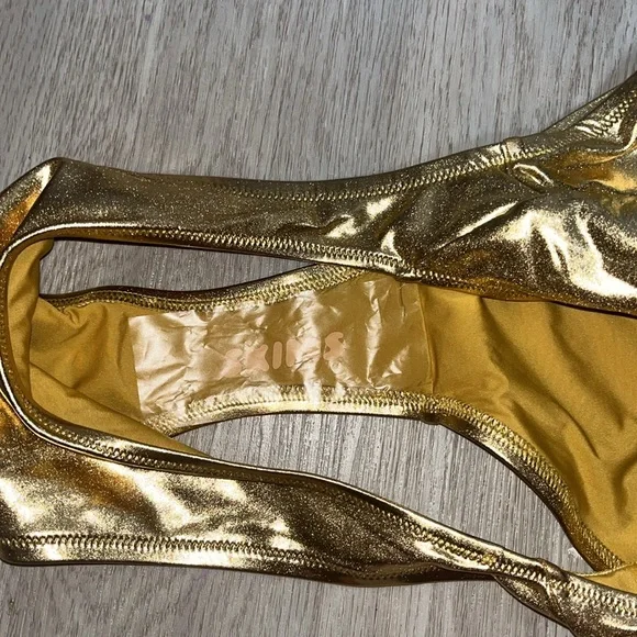 NWT SKIMS Signature Swim Cut Out Gold Metallic Monokini Swimsuit 3X - Picture 10 of 13
